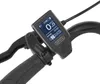 A close-up view of an electric bicycle's handlebar display and brake lever. Produktbild-Vorschau