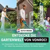 Collage of people using garden tools and watering plants, with marketing text overlay. Produktbild-Vorschau