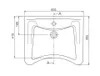 A technical drawing of a sink with dimensions indicated. Anteprima dell’immagine prodotto