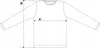 A diagram showing how to measure a long-sleeved garment, with labels A and B indicating measurements. Produktbild-Vorschau