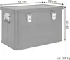 A grey aluminum storage box with dimensions indicated. Produktbild-Vorschau