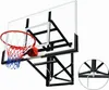 A basketball hoop and backboard mounted on a black metal frame, shown against a white background. A small inset image shows a detail of the mounting mechanism. Produktbild-Vorschau