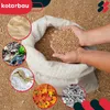 A collage of images showing different materials and a person holding grain, with a bag of grain in the background. Náhled obrázku produktu