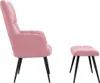 vidaXL Relaxačné kreslo s taburetkou Pink Velvet Náhľad obrázku produktu 3