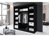 A modern black wardrobe with various compartments and organized clothing and storage boxes. Produktbild-Vorschau