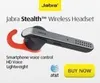 A marketing image for a Jabra Stealth wireless headset, showing the product and its features. Produktbild-Vorschau
