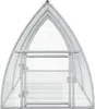 A silver metal chicken coop with a arched roof and a double door entrance. Produktbild-Vorschau