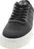 A close-up, front-facing view of a black Rieker sneaker with a white sole. Náhled obrázku produktu