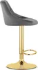 A bar stool with a gray velvet seat and a gold base. Voir les images du produit