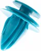A close-up studio shot of a blue plastic automotive clip. Podgląd zdjęcia produktu