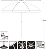 A line drawing of a round patio umbrella with dimensions and feature icons. Produktbild-Vorschau