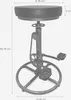 A bar stool with a bicycle-themed design, featuring dimensions indicated by measurement lines and text. Produktbild-Vorschau