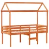 The Living Store Hochbett mit Dach Wachsbraun 90x200 cm Produktbild-Vorschau 3