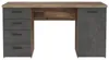 Schreibtisch NETBOB in Old Wood Vintage und Beton, Gesamtansicht mit vier Schubladen, offener Nische und geschlossenem Fach. Produktbild-Vorschau