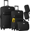 MONZANA® Set de 5 valises Noir Trolley souple Set de sacs Voir les images du produit 1