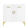 A white sideboard with gold accents on a white background. Anteprima dell’immagine prodotto