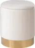 Hocker - Beige - Goldgelb - Ø 36 cm - Samtbezug - mit Produktbild-Vorschau 1