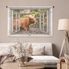 MuchoWow® Wandteppich Wandbehang Schottische Hochlandrind - Produktbild-Vorschau 5