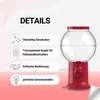 A red gumball machine with a transparent globe is shown next to a list of its features. Náhled obrázku produktu