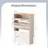 A white shoe cabinet with a wooden top, showing its dimensions. Produktbild-Vorschau