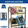 A multi-tiered metal shelving unit displaying crates of apples and bottles of wine and beer. Produktbild-Vorschau