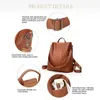 Multi-Pocket Vintage Backpack Rucksack aus weichem Leder Produktbild-Vorschau 4