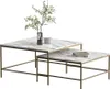A set of two nesting coffee tables with marble-effect tops and gold metal frames, displayed on a white background. Náhled obrázku produktu