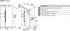 Technical drawing with dimensions and specifications for a refrigerator. Náhled obrázku produktu