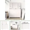 A white wooden chest with its lid open, placed next to a bed. Smaller inset images show different views of the chest. Náhľad obrázku produktu