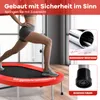 A woman is exercising on a trampoline indoors, with close-up shots of the trampoline's frame and feet. Anteprima dell’immagine prodotto