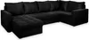 A black sectional sofa is shown from a slightly elevated side angle against a white background. Produktbild-Vorschau