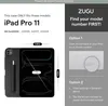 An informational graphic showing how to identify an iPad model for a case purchase. Produktbild-Vorschau