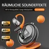 A product image showcasing wireless earbuds and their charging case, with overlaid text highlighting features. Produktbild-Vorschau