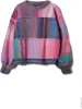 A colorful, striped, knitted sweater is shown against a white background. Produktbild-Vorschau