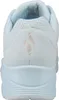 The back view of a light blue Skechers sneaker. Produktbild-Vorschau