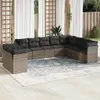 vidaXL 10-tlg. Garten-Sofagarnitur mit Kissen Grau Poly Produktbild-Vorschau 2