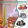 A festive Christmas scene with a slim artificial Christmas tree, gifts, and decorative elements, alongside lifestyle images depicting Christmas celebrations at home, in the office, and at a carnival. Podgląd zdjęcia produktu