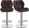 Two brown bar stools with chrome bases and legs are shown against a white background. Produktbild-Vorschau