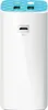 A white cylindrical power bank with a blue patterned top. Produktbild-Vorschau