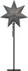 A gray star-shaped lamp on a black stand. Podgląd zdjęcia produktu