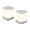 Two white cube-shaped LED lamps are shown against a white background. Voir les images du produit