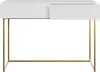 A white desk with a gold metal frame and two drawers, shown against a white background. Anteprima dell’immagine prodotto