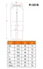 A size chart for a pair of pants, showing measurements for different sizes. Anteprima dell’immagine prodotto