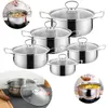 Topfset 5-Teilig, Topfset aus Edelstahl mit Glasdeckel, für Produktbild-Vorschau 1
