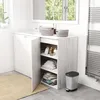 A bathroom scene with a vanity, sink, and storage cabinet. Voir les images du produit