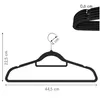 A black velvet hanger with dimensions indicated by measurement lines and text. Produktbild-Vorschau