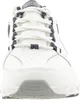 A close-up, front-facing view of a white athletic shoe with navy accents. Anteprima dell’immagine prodotto