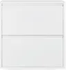 A front view of a white two-drawer shoe cabinet. Produktbild-Vorschau