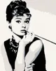 A stylized portrait of Audrey Hepburn holding a cigarette holder. Produktbild-Vorschau