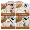 A four-panel collage showing the steps to use a dumpling maker. Produktbild-Vorschau